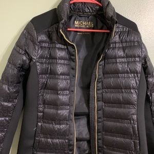 Black Leopard Print Puffer Jacket